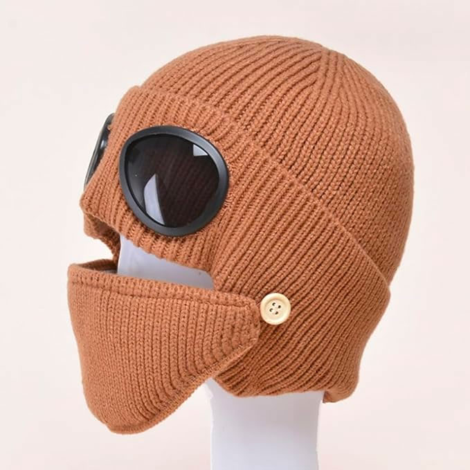 Aviator Knit Beanie with Detachable Goggles