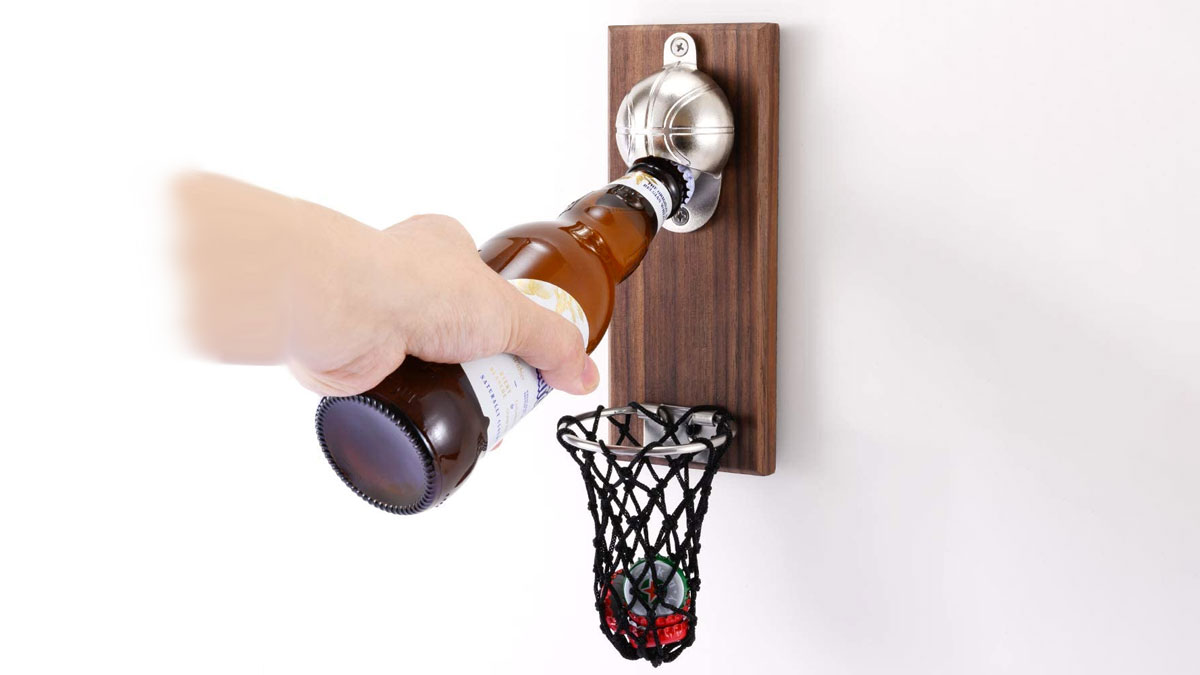 Basketball Bottle Opener Set with Magnetic Hoop