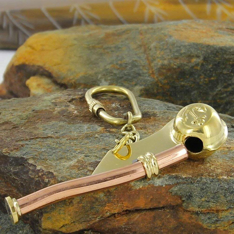 Bosuns Brass Nautical Whistle Keychain