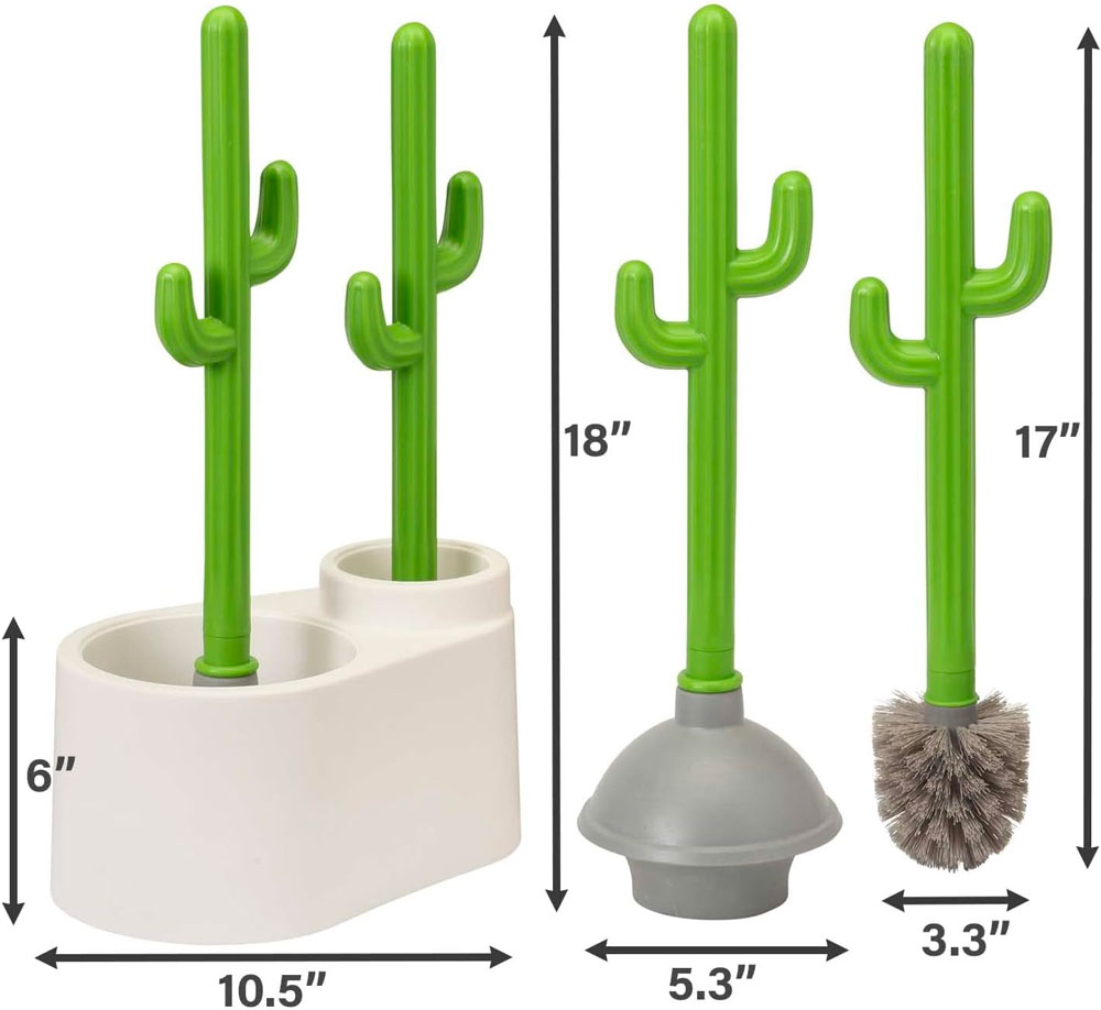 Cactus Bathroom Cleaning Set with Cactus Handles