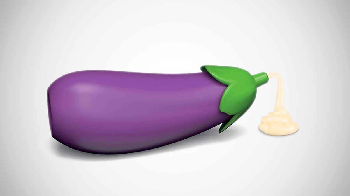 Eggplant Sauce Bottle Anatomical Emoji Mayo Dispenser