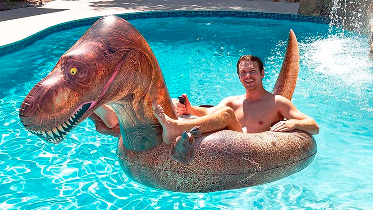 Motorized Dino Solar Pool Rider