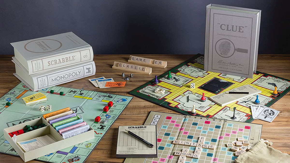 Vintage Bookshelf Classic Board Games
