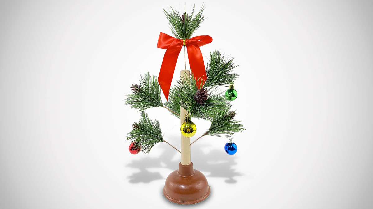 Christmas Tree Decorated Toilet Plunger