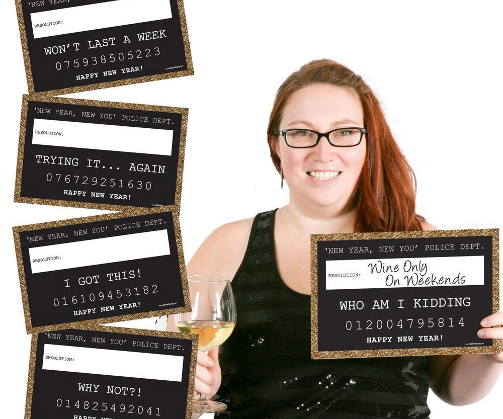 Resolution Mugshot Signs Playful New Years Pack