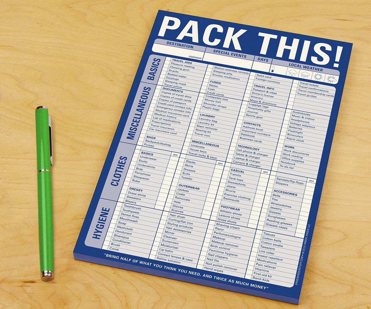 Pack This Essentials Notepad