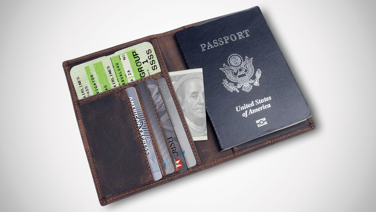 RFIDProtected Slim Leather Passport Sleeve