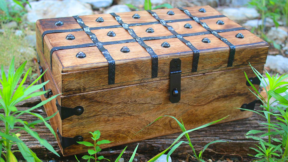 Pirates Ironclad Wooden Treasure Chest